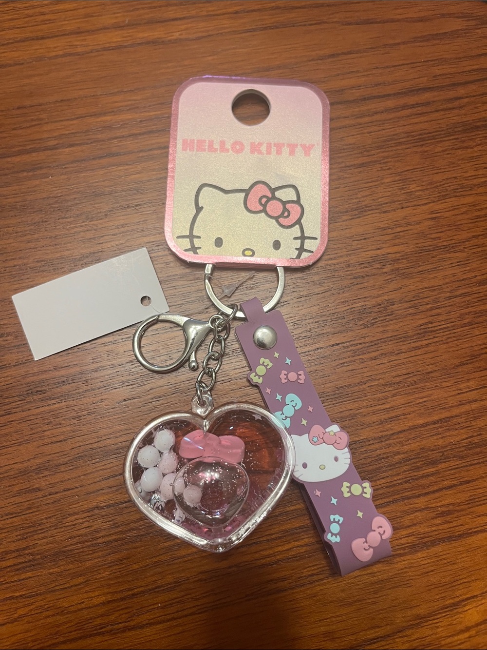Hello Kitty Pink & Purple Heart Keychain Phone Charm with Strap